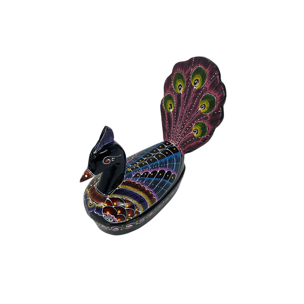 Vintage Waimea Valley Peacock Trinket Box - Lacquer Finish